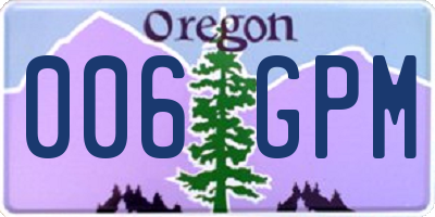 OR license plate 006GPM