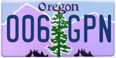 OR license plate 006GPN
