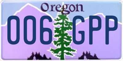 OR license plate 006GPP