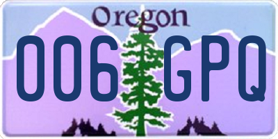 OR license plate 006GPQ