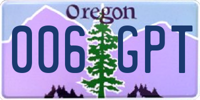 OR license plate 006GPT