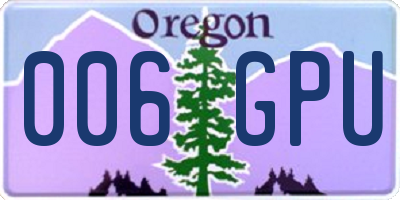 OR license plate 006GPU