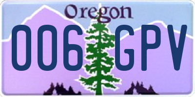 OR license plate 006GPV