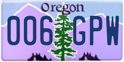 OR license plate 006GPW