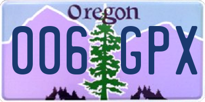 OR license plate 006GPX