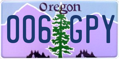 OR license plate 006GPY