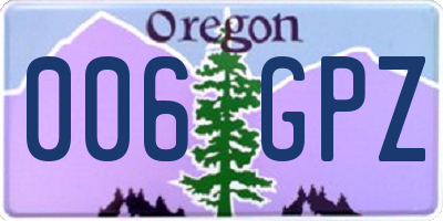 OR license plate 006GPZ