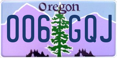 OR license plate 006GQJ