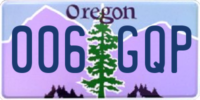OR license plate 006GQP