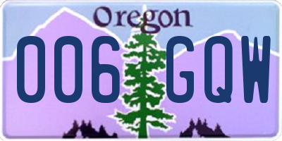 OR license plate 006GQW