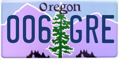 OR license plate 006GRE