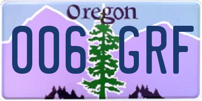 OR license plate 006GRF