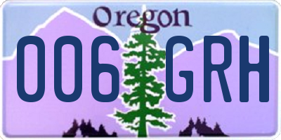 OR license plate 006GRH