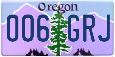 OR license plate 006GRJ