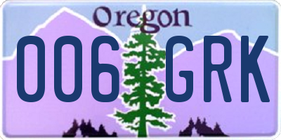 OR license plate 006GRK