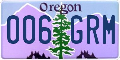 OR license plate 006GRM