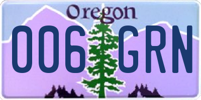 OR license plate 006GRN