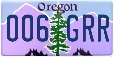 OR license plate 006GRR