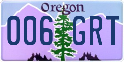 OR license plate 006GRT