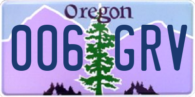 OR license plate 006GRV