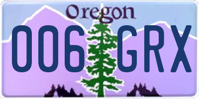 OR license plate 006GRX