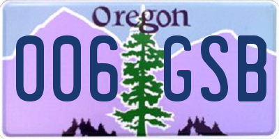 OR license plate 006GSB