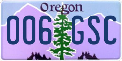 OR license plate 006GSC