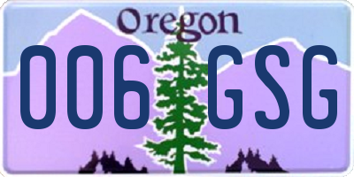 OR license plate 006GSG