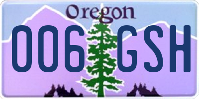 OR license plate 006GSH