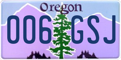 OR license plate 006GSJ