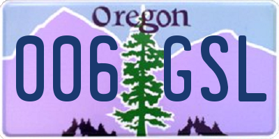 OR license plate 006GSL
