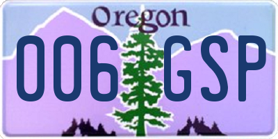 OR license plate 006GSP