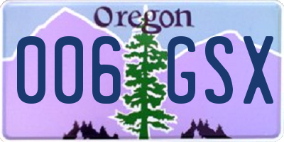 OR license plate 006GSX