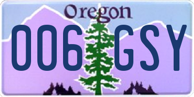OR license plate 006GSY