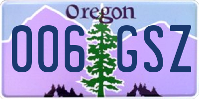 OR license plate 006GSZ