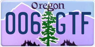 OR license plate 006GTF