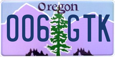 OR license plate 006GTK