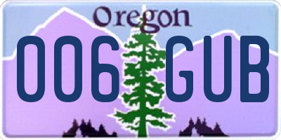 OR license plate 006GUB