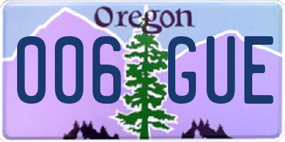 OR license plate 006GUE