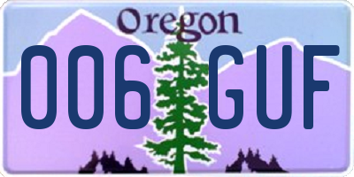 OR license plate 006GUF