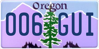 OR license plate 006GUI