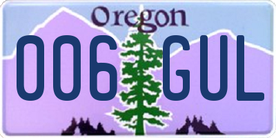 OR license plate 006GUL