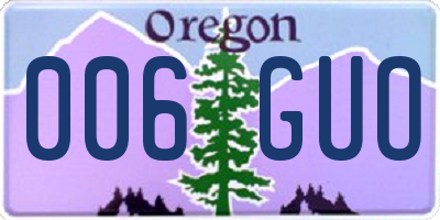 OR license plate 006GUO