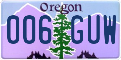 OR license plate 006GUW