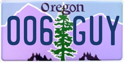 OR license plate 006GUY