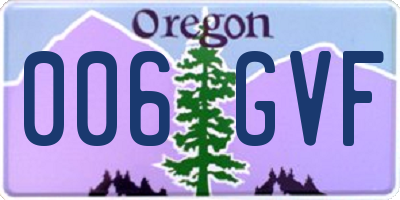 OR license plate 006GVF