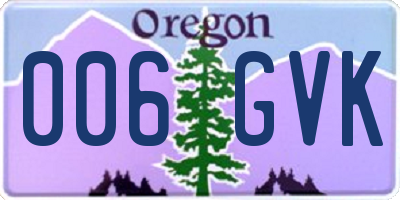 OR license plate 006GVK