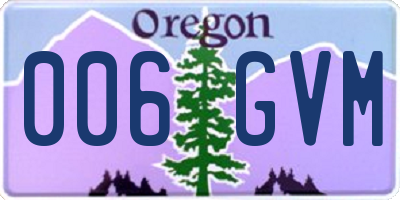 OR license plate 006GVM