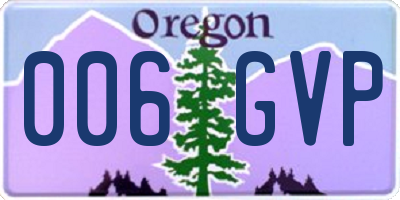 OR license plate 006GVP