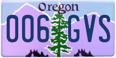 OR license plate 006GVS
